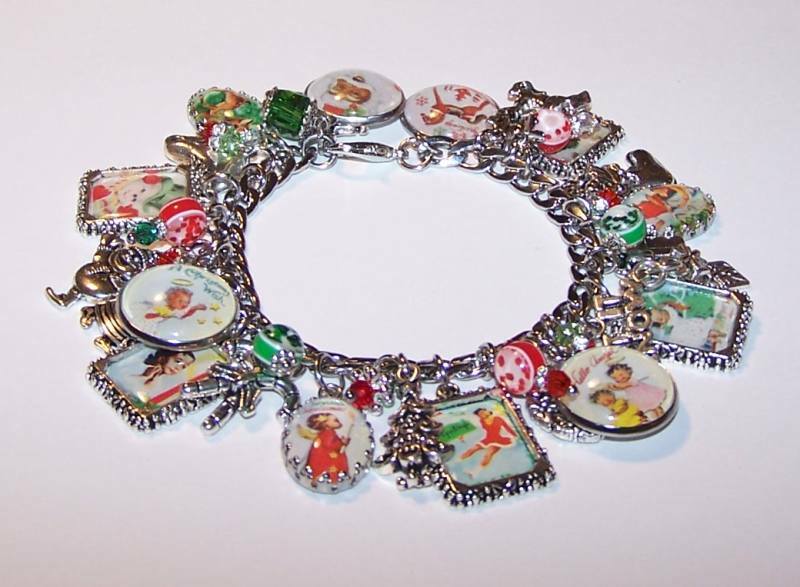 Retro Vintage Black Santa Christmas Scenes African American Charm Bracelet gallery