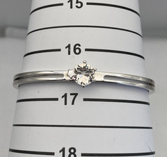 Rhodium Plated Star Prong Solitaire Cuff made with Swarovski Crystal