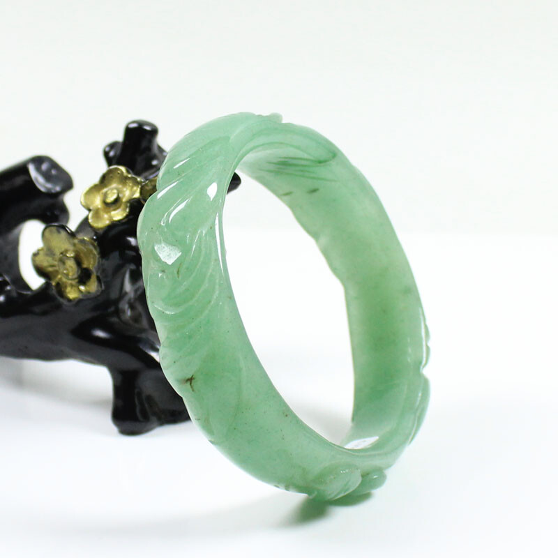 60mm Certified Natural Hand-carved Green Dongling jade Gems Bangle Bracelt j6930 gallery