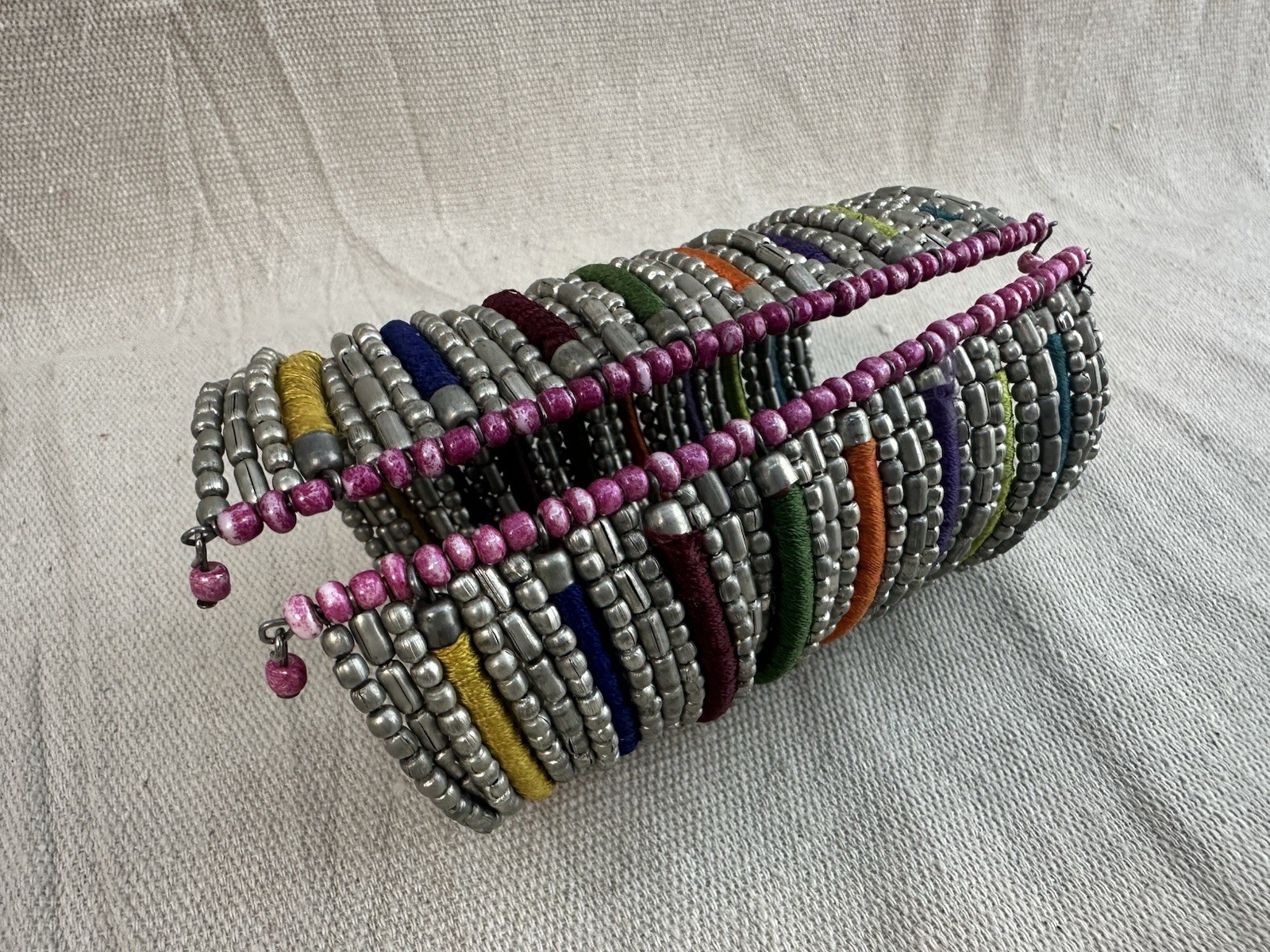 Bohemian Beaded Cuff Bangle ~ 5” Multicolor Bracelet gallery