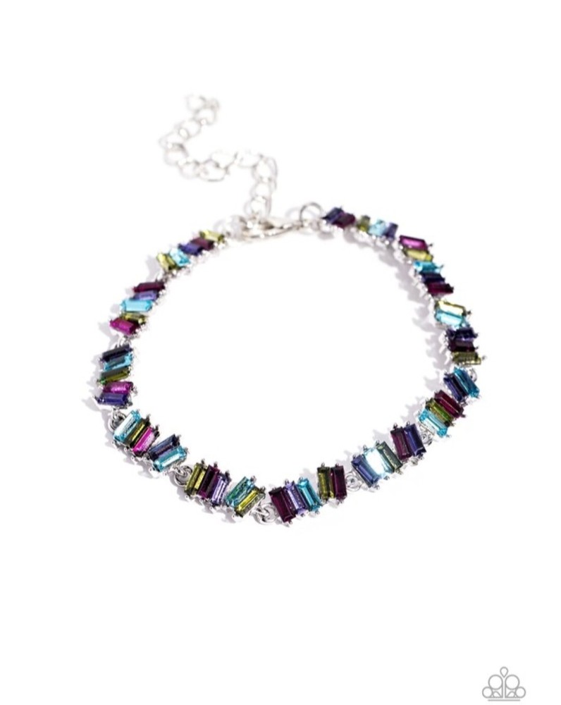 Paparazzi Emerald Ensemble Multi Blues, Pink, Purple, Green Bracelet Nickel Free