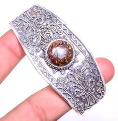 Bronzite Jasper – Africa 925 Sterling Silver Cuff Adst., Christmas Gift C7879-98