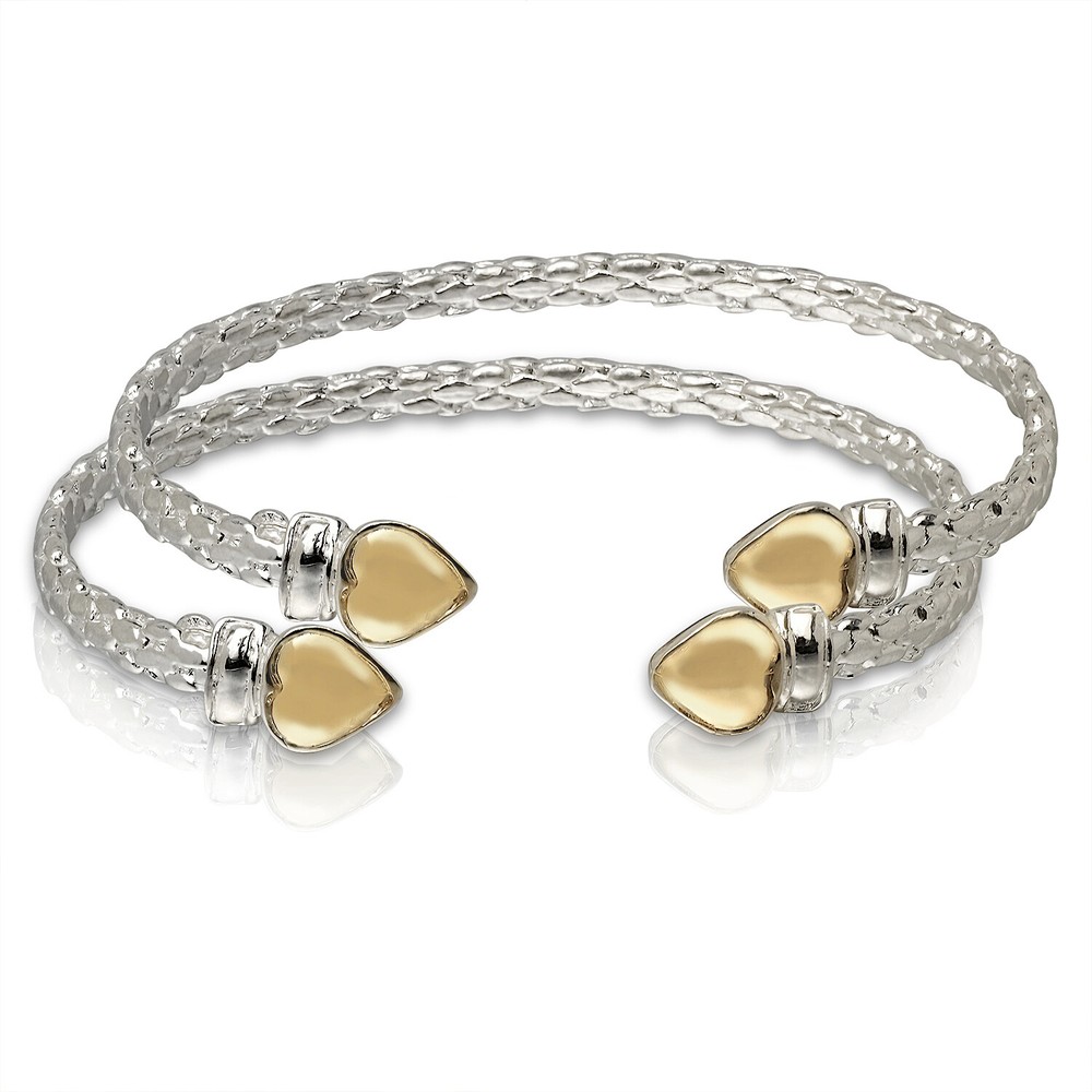 Better Jewelry Gold Plated Heart End .925 Sterling Silver West Indian Bangles
