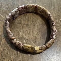 Stretch Bracelet Square Stone Look Pieces Smooth Earth Tones in EUC