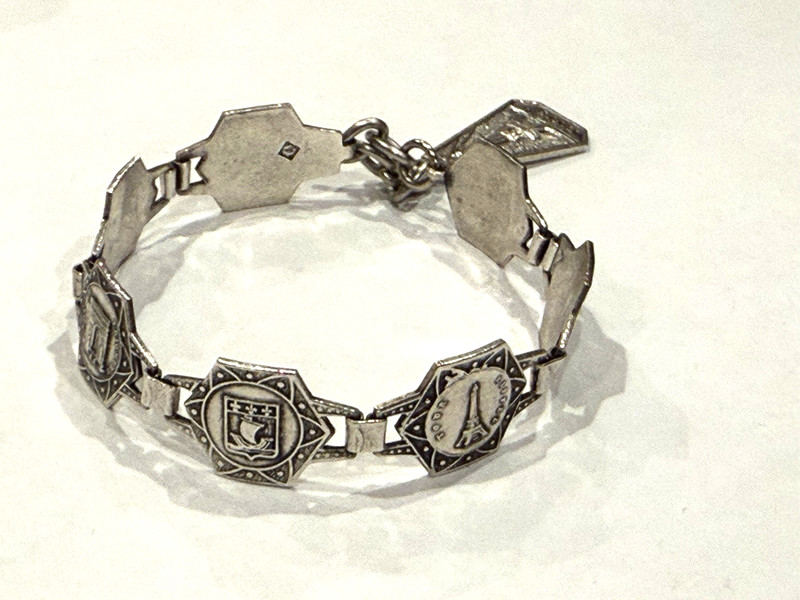 FILIGRANE DEPOSE ART DECOSILVER BRACELET PARIS EIFFEL TOWER FRANCE NOTRE DAME 7" gallery