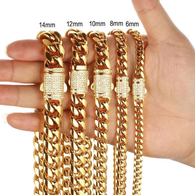 6/8/10/12/14mm MEN Stainless Steel Silver Miami Cuban Curb Link Chain Bracelet gallery