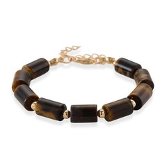 Yellow Tigers Eye Barrel Bracelet in Goldtone 93.65 ctw 7-9 Inches