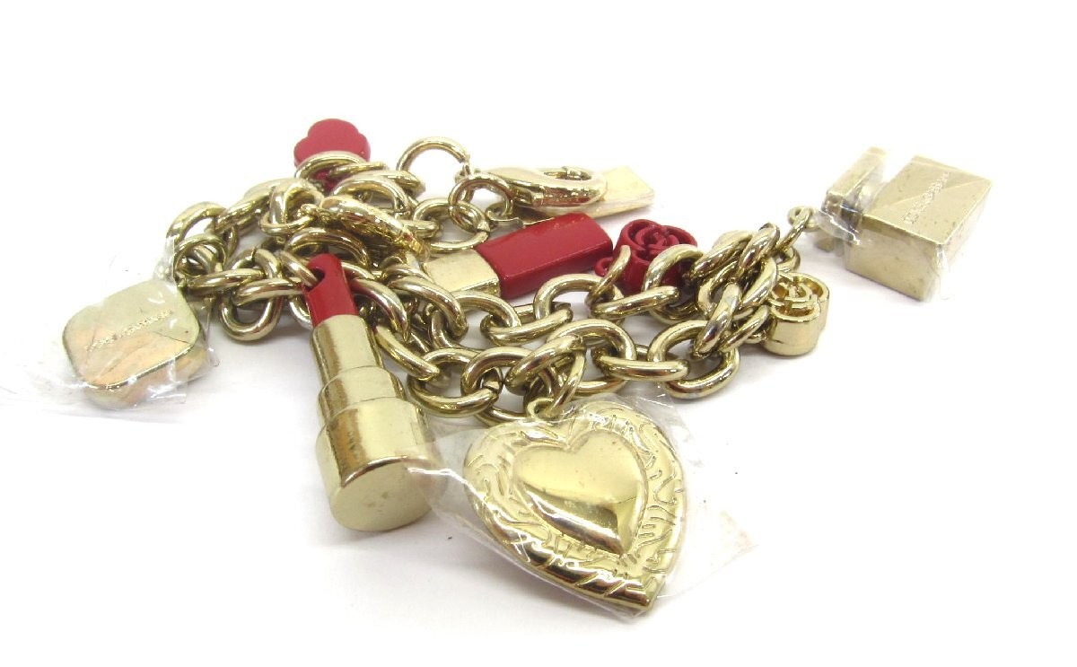 Dolce & Gabbana D&G Charm Bracelet Lip Stick Heart Gold gallery