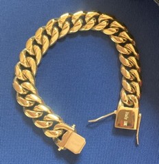 Engraved 18k Gold Plated 5X Miami cuban 16mm Chain Bracelet Men Unisex