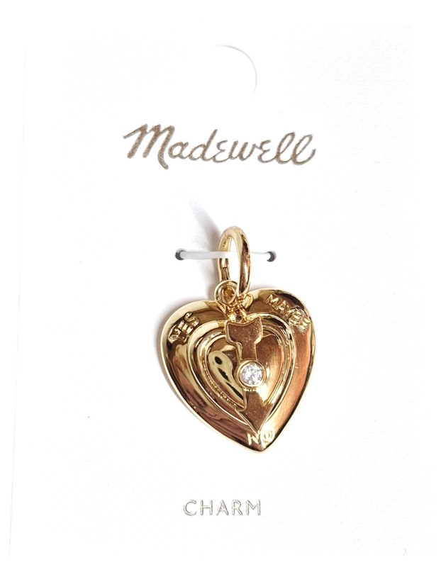 Madewell Heart Spinner Charm Antique Gold Cubic Zirconia Nickel Safe NY789 New gallery