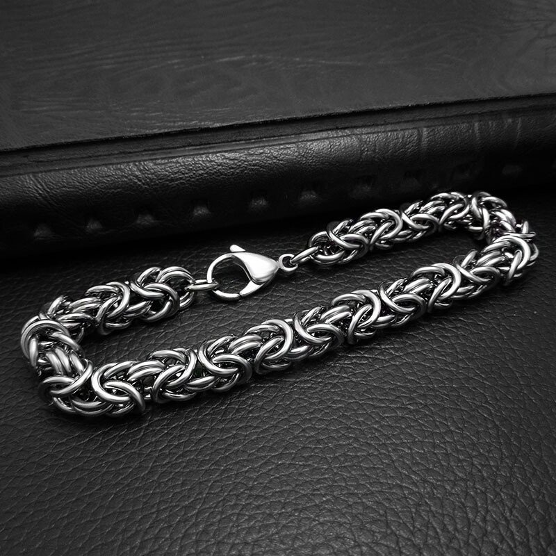 Stainless Steel Byzantine Bracelet 9 inches(23 cm) 7mm thick with lobster clasp gallery