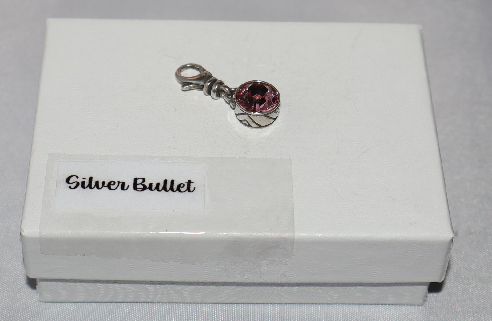 Silpada Sterling Silver October Birthstone Pink Clip On Charm Pendant C2536 gallery