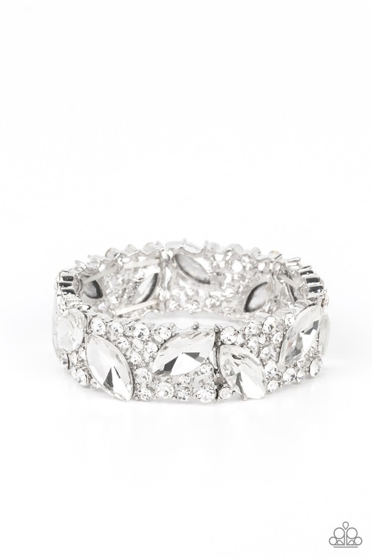 Paparazzi ~ Full Body Chills White Stretchy Bracelet💎Life Of The Party 2022 💎 gallery