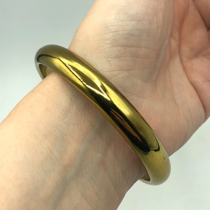 STATEMENT Gold Tone Shiny Plastic Bangle Stacking Retro Christmas Party Disco gallery