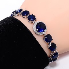 Blue Sapphire – Simulated 925 Sterling Silver Adjustable Bracelet 7-8″ B132828
