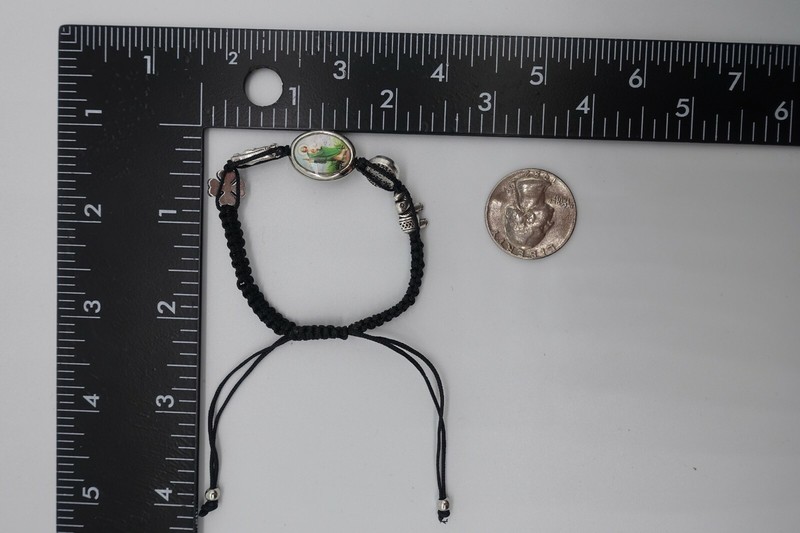 St Jude bracelet fashion black cord rhodium plated medals macrame gallery