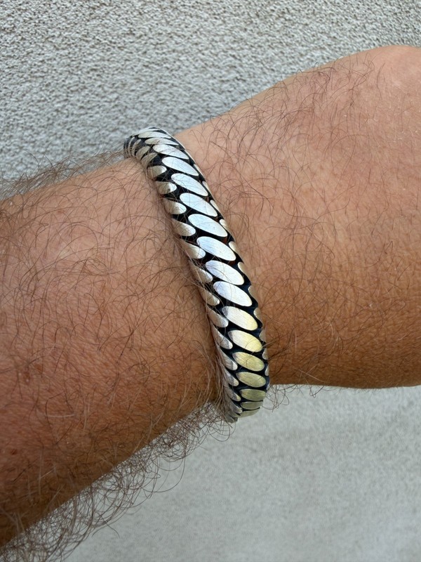 Custom 3 Link Miami Cuban Python Bracelet 12mm Real 925 Silver Oxidized Finish gallery
