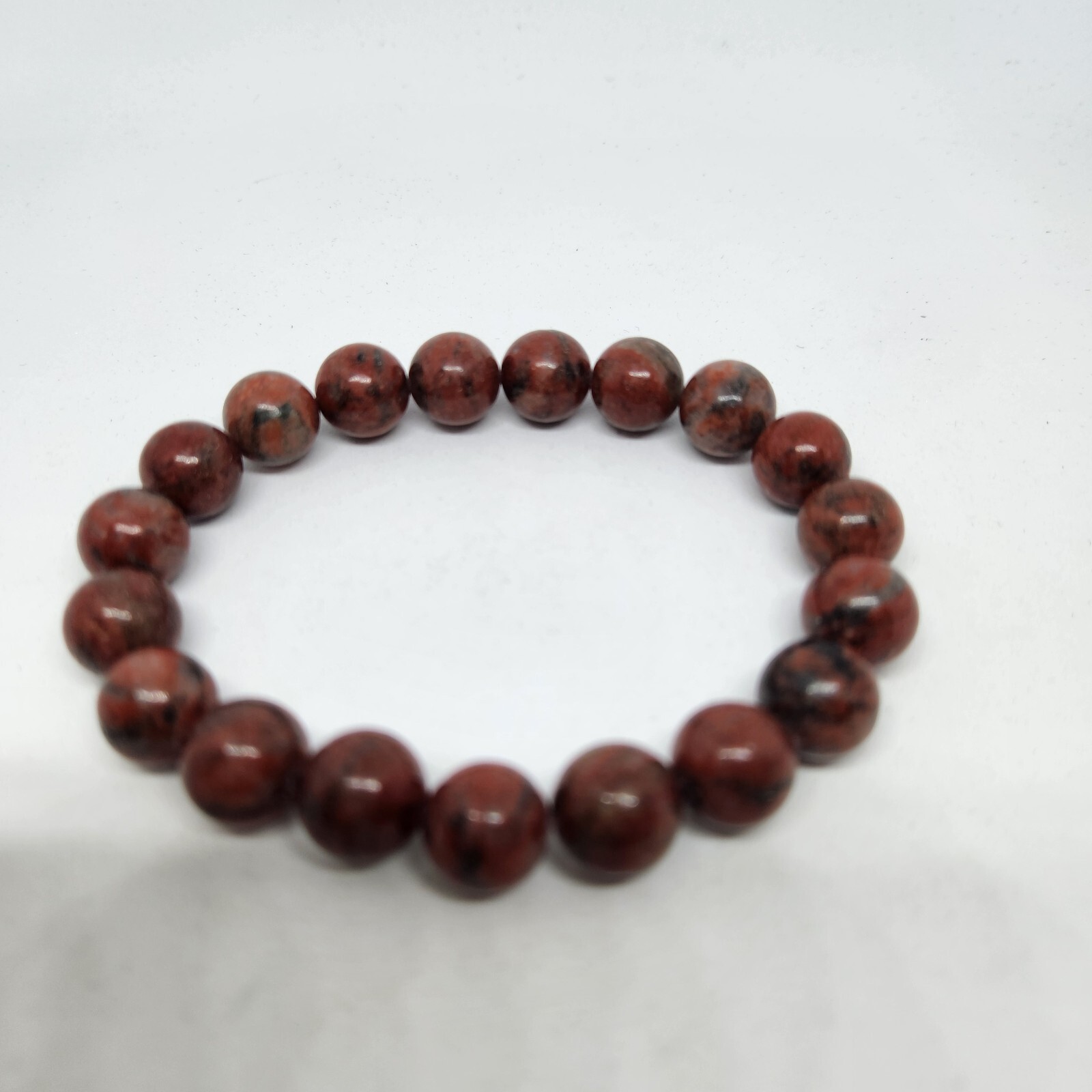 Bracelet Reddish Brown Black Marble Color Beads Stretch gallery