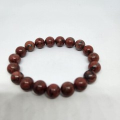 Bracelet Reddish Brown Black Marble Color Beads Stretch