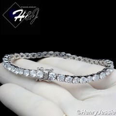 6.5″-8.5″MEN WOMEN14K BLACK/GOLD PLATED BLING CZ 4MM 1 ROW TENNIS BRACELET*BB2