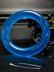 Certified Natural Grade AAA Ice Blue Burmese Jade jadeite bracelet bangle 60MM