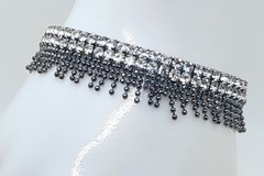2 line clear rhinestone black nickel ball fashion jewelry stretch bracelets