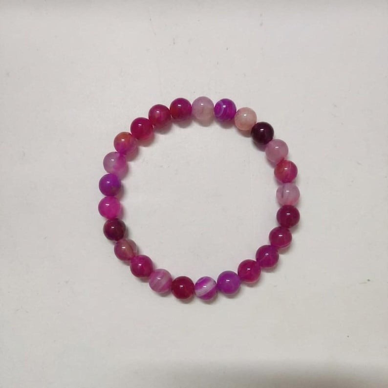 Elegant Pink Onyx Crystal Bracelet, Soft Pink Gemstone Bead Bracelet Stretch Fit