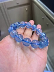 AAAAA Natural Blue Aquamarin Quartz Crystal Beads Bracelet