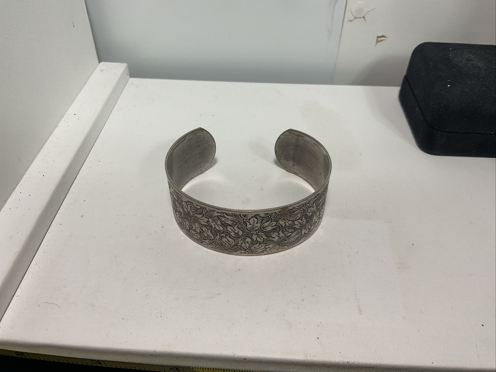 Vintage Kirk Stieff Pewter "ROSE" Cuff Bracelet Circa 1970's gallery