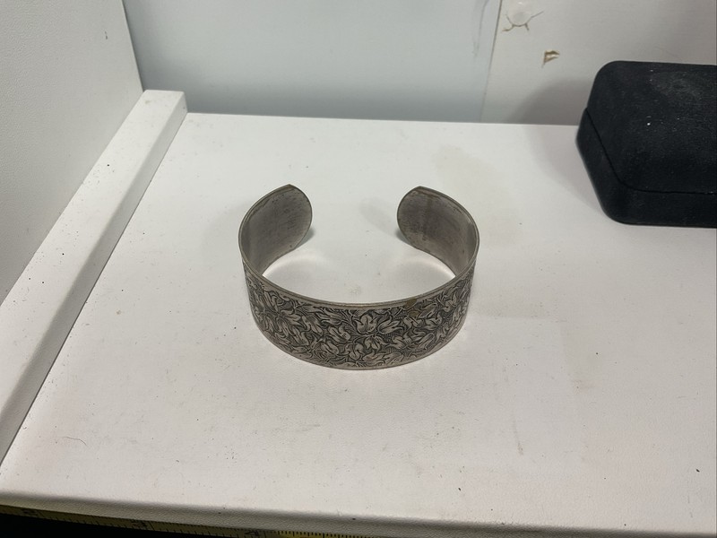 Vintage Kirk Stieff Pewter "ROSE" Cuff Bracelet Circa 1970's gallery