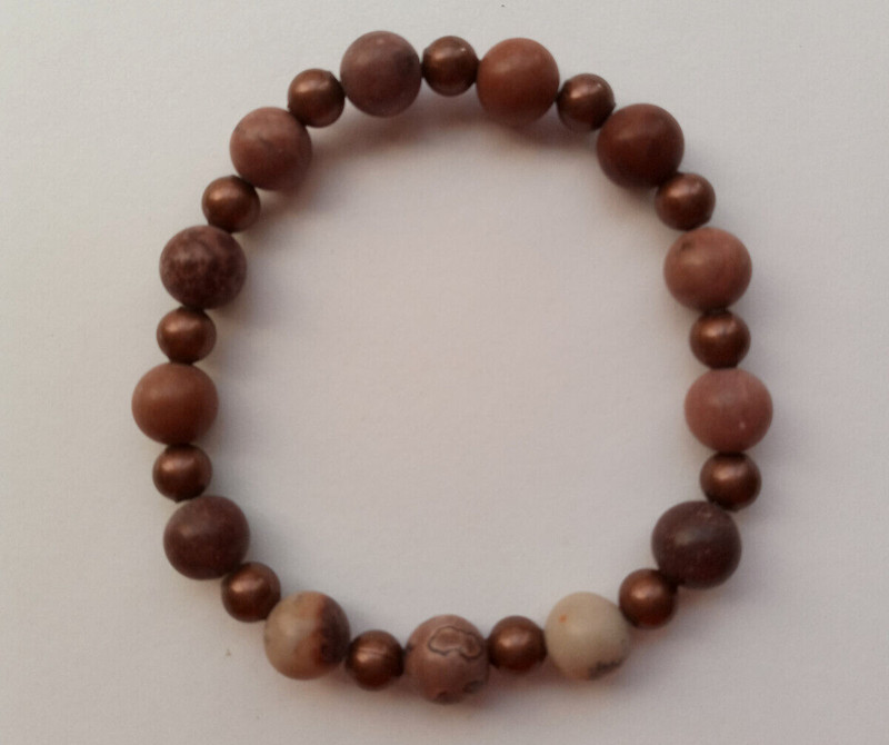 NEW 8MM CRAZY HORSE STONE & COPPER BEADED BRACELET BUY ANY 2 GET 3RD FREE gallery