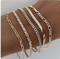 Maya & Henry’s Ellis Renner Bracelet Set | Silver | 5 Pcs | Waterproof