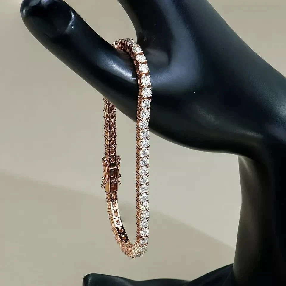 6 Ct Round Cut Simulated Diamond 14k Rose Gold Plated Stunning Tennis Bracelet gallery