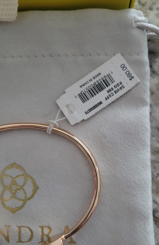 Kendra Scott Davis Cuff Bracelet Rose Gold Drusy NWT KS Pouch Gift BOX gallery