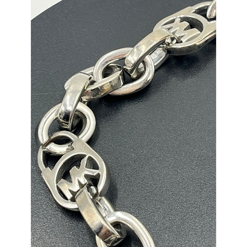 Michael Kors Silver Heritage Fulton Padlock Station Pave Crystal Toggle Bracelet gallery