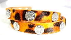 RUSTIC CUFF Double Wrap MEAGAN Orange & Black Leopard Genuine Leather Bracelet!