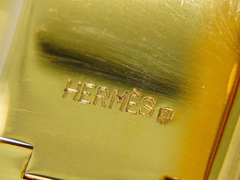 HERMES Email GM Bangle Bracelet Gold Plated Red Multicolor 17cm gallery