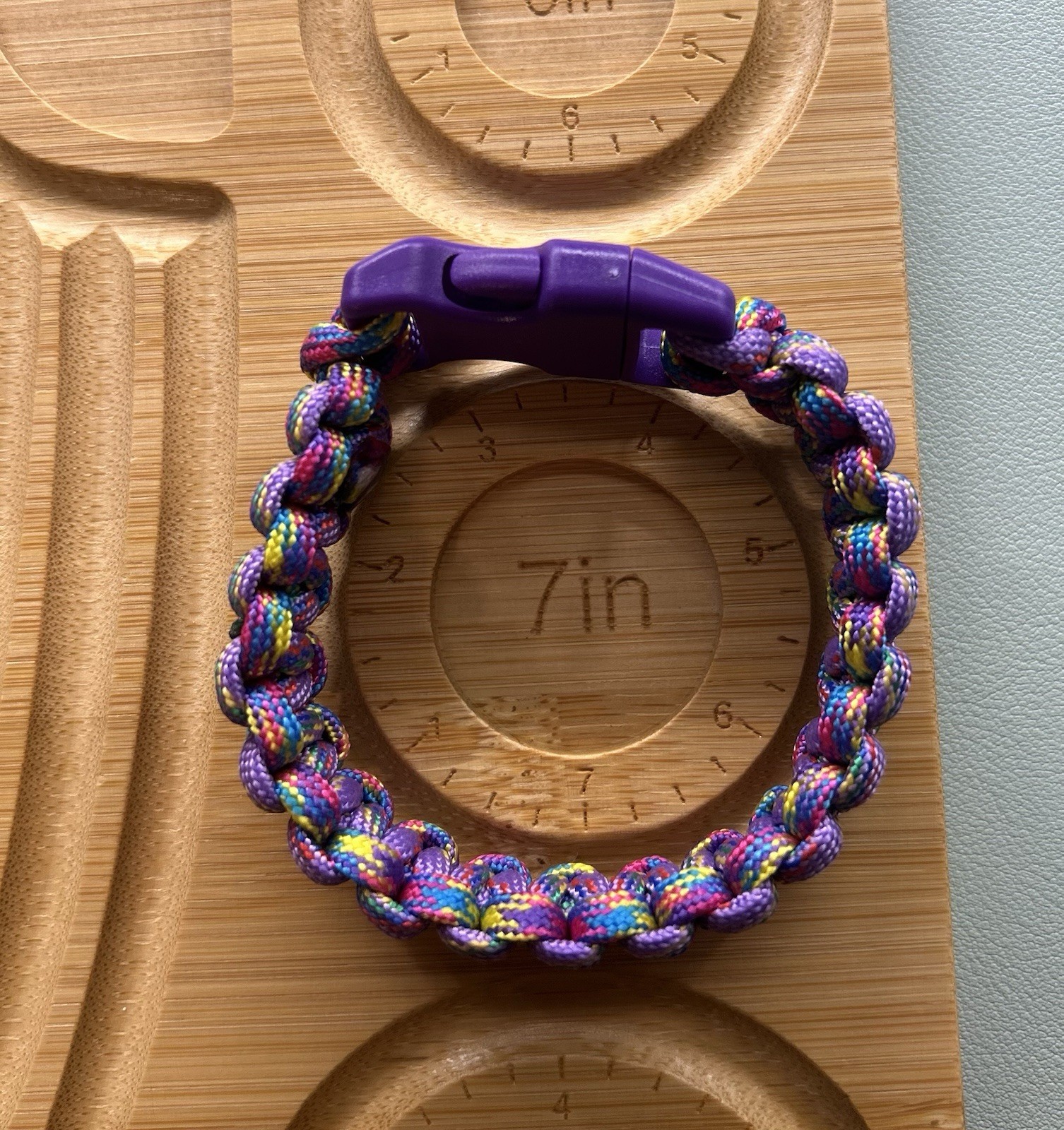 Multicolor Braided Nylon Cord Bracelet Purple Buckle Closure 7 in gallery