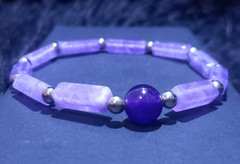 Natural Amethyst Stretch Bracelet Purple Rectangle Beads