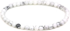 Natural White Howlite Bracelet, 4mm Natural Round Beads Gemstones Unisex,7 Inch