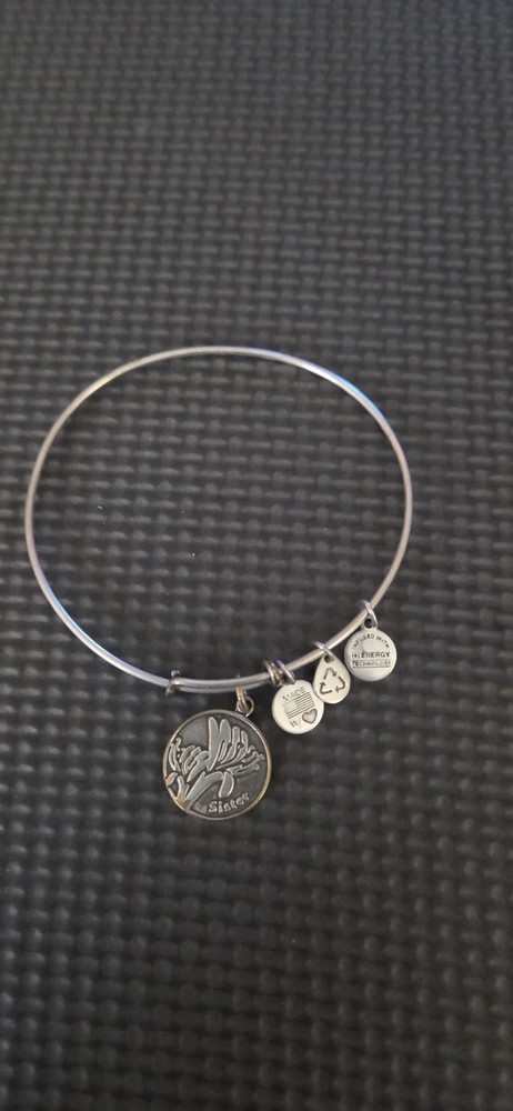 Alex & Ani Silver Tone Expandable Wire Bracelet "Sister" Charm BR