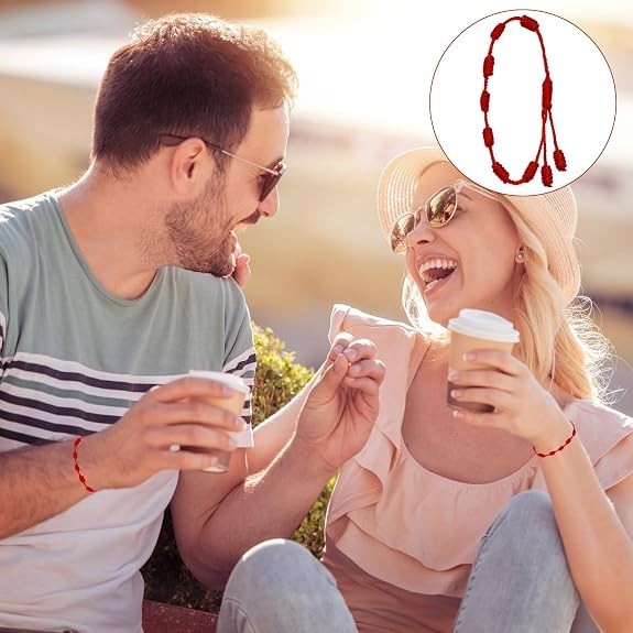 8-Piece Adjustable Red String Bracelet Set for Protection and Friendship gallery