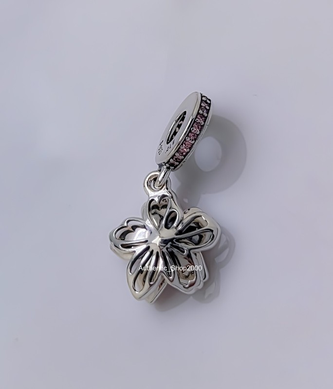 New 100% Authentic PANDORA 925 Moveable Pink Cherry Blossom Charm 790667C01 gallery