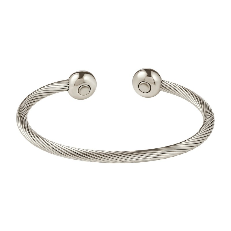 New Magnetic Bracelet High Power Pain Magnets Stainless Steel Wire Silver End gallery