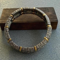 Two-Tone Basket Weave Stretch Bracelet