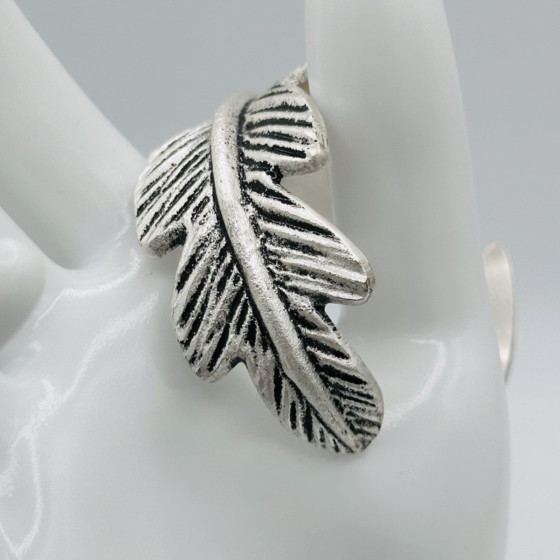 Rustic Cuff Silver Feather Statement Cuff Bracelet Open Bangle With Pouch gallery