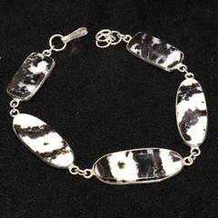 925 Silver Plated Bezel White Buffalo Turquoise Bracelet 9″ Party Wear Gift GW