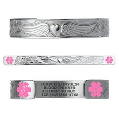 Divoti Angel Wing Medical ID Cuff, Adjustable (fits 6.5-8.0″)