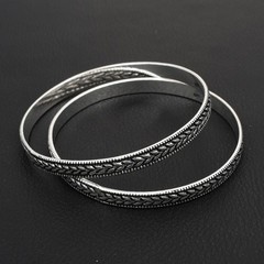 Vintage Leaf Design Ethnic Handmade Engraved Bangle Jewelry Size-7.5 DB-001