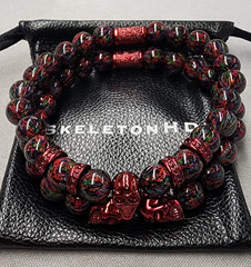 Skeleton HD Dragon Red Skulls Beaded Bracelet 7.5″